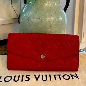 Louis Vuitton Red Empreinte Curieuse Leather Bifold Long Wallet